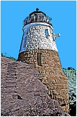 Castle Hill Light with Chiseled Out Steps in Rock - Digi Paintin